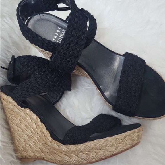 Stuart Weitzman Leather Espadrille Sandal Wedge - Picture 4 of 8